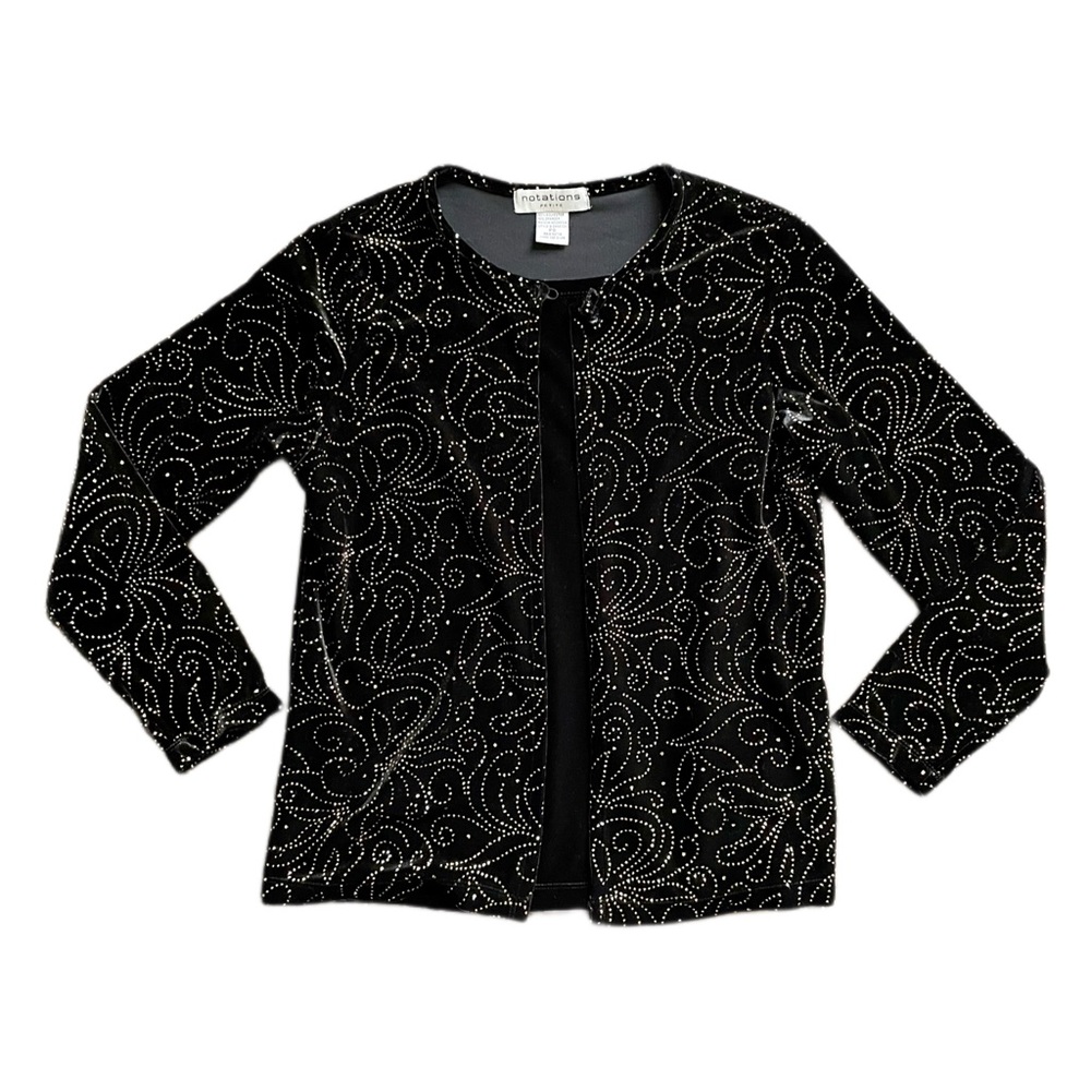Notations Black Whimsygoth Sparkly Mock Layer Cardigan | Size Petite Small